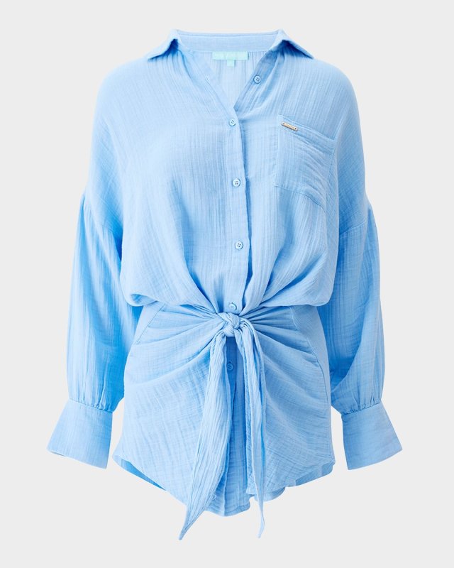 Sara Gauze Wrap Mini Shirtdress